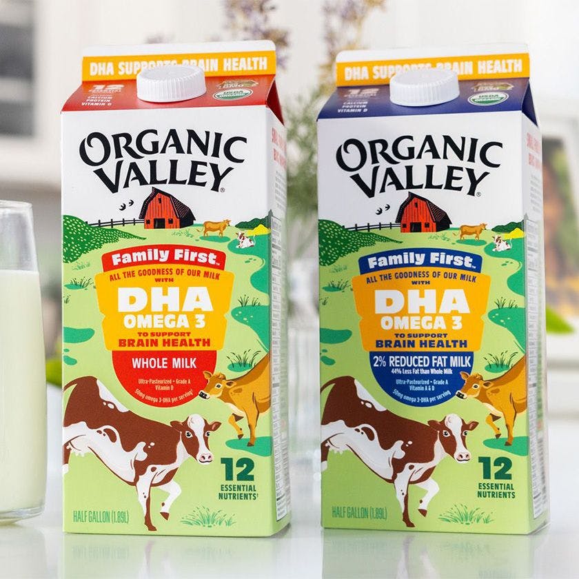DHA omega 3 milk whole and 2%