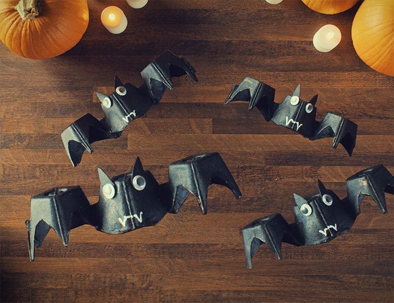 Bats made from egg cartons.