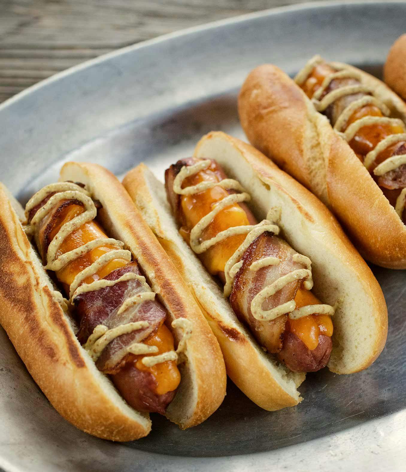 Cheese-Stuffed Bacon-Wrapped Hot Dogs