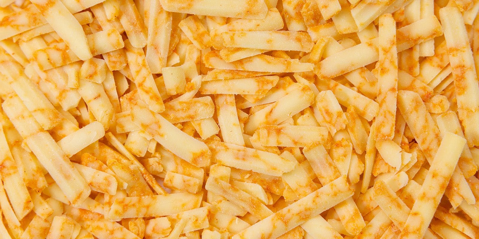 A closeup of Organic Valley’s new cheese shreds.